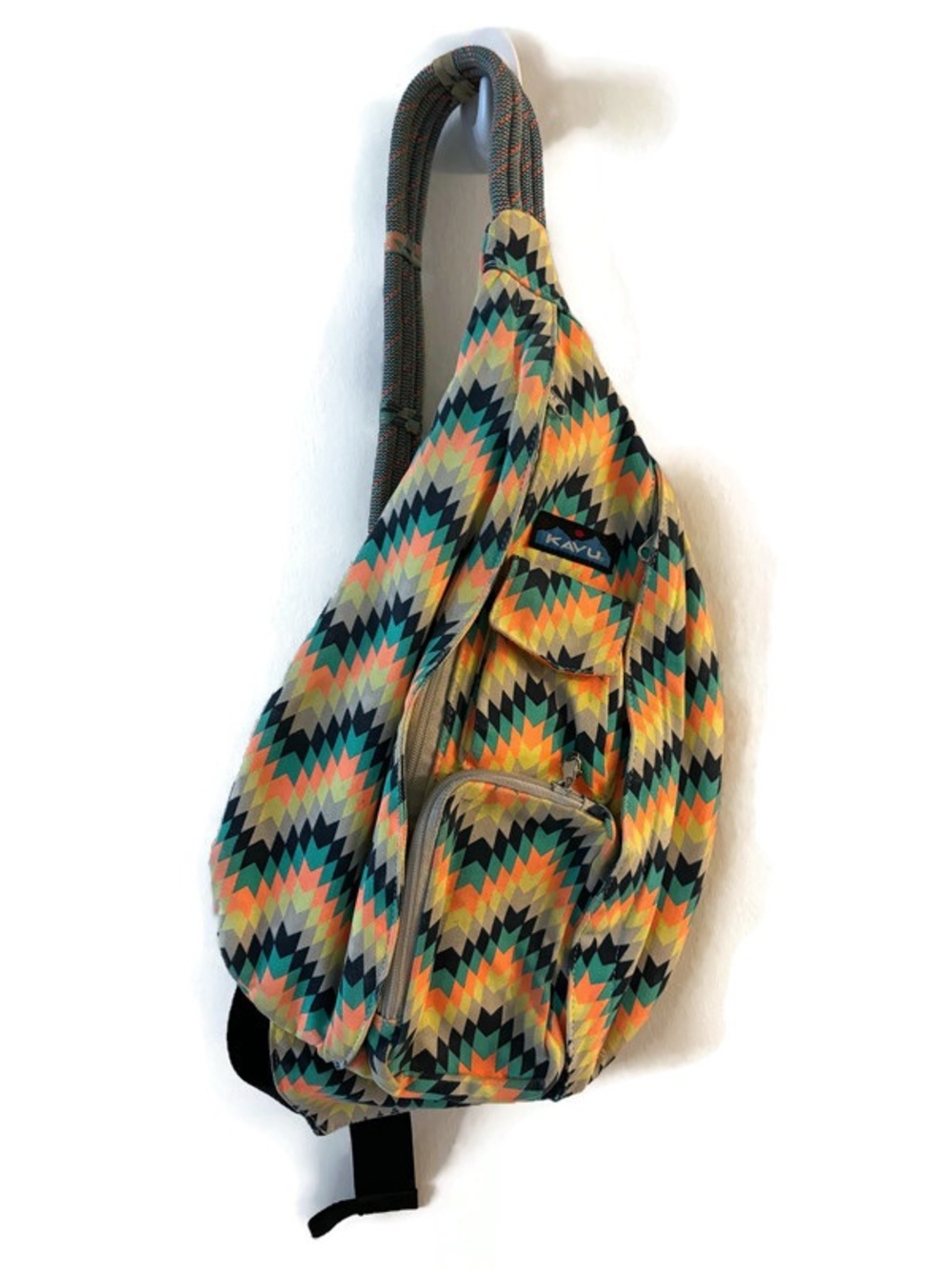Kavu Sling Bag with multicolored zigzag pattern